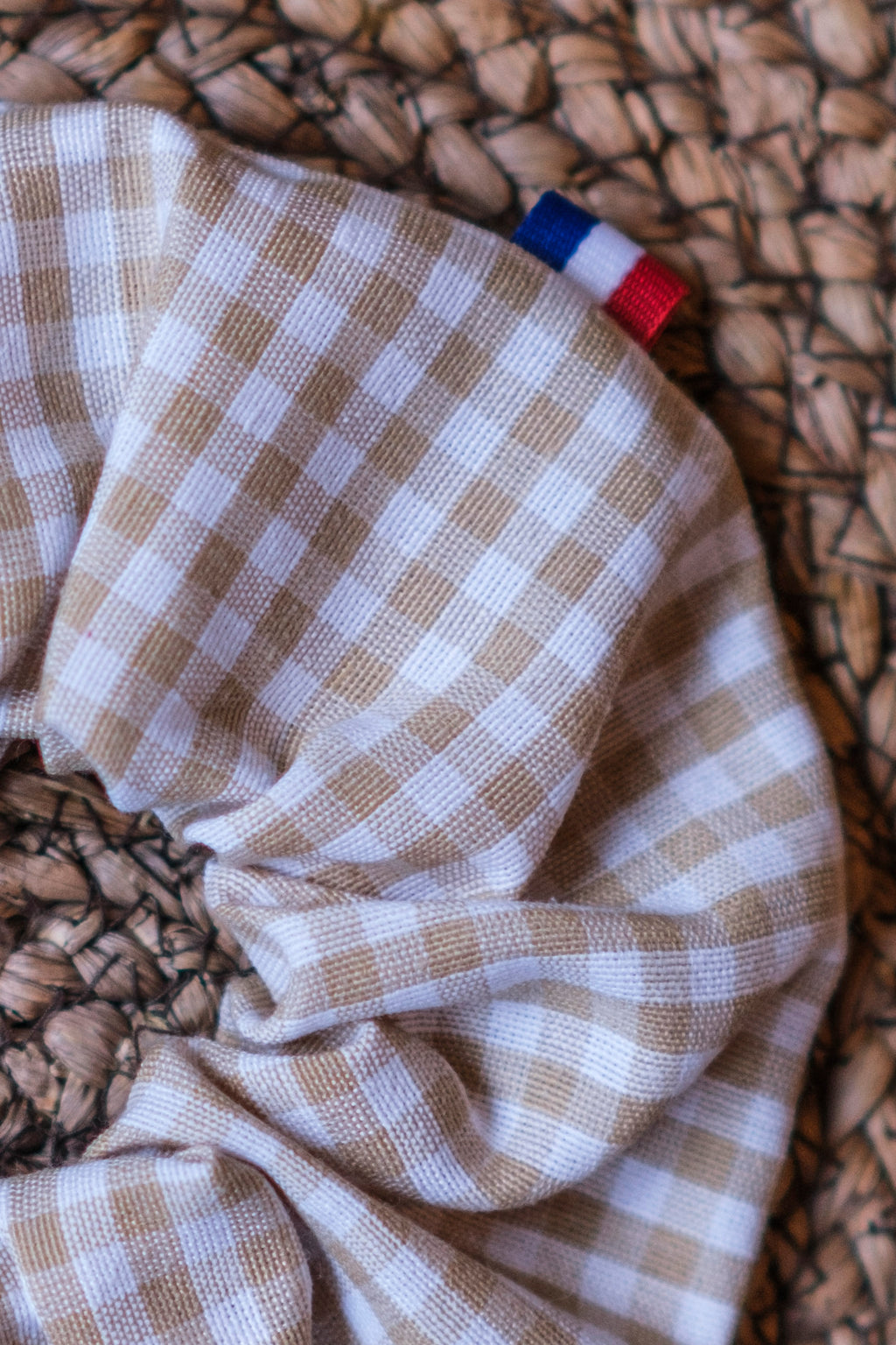 Chouchou au motif vichy beige