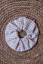 Chouchou au motif vichy beige