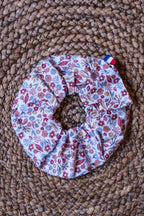 Chouchou au motif fleuri rose