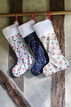 Botte de Noël crème aux motifs bonhommes de neige