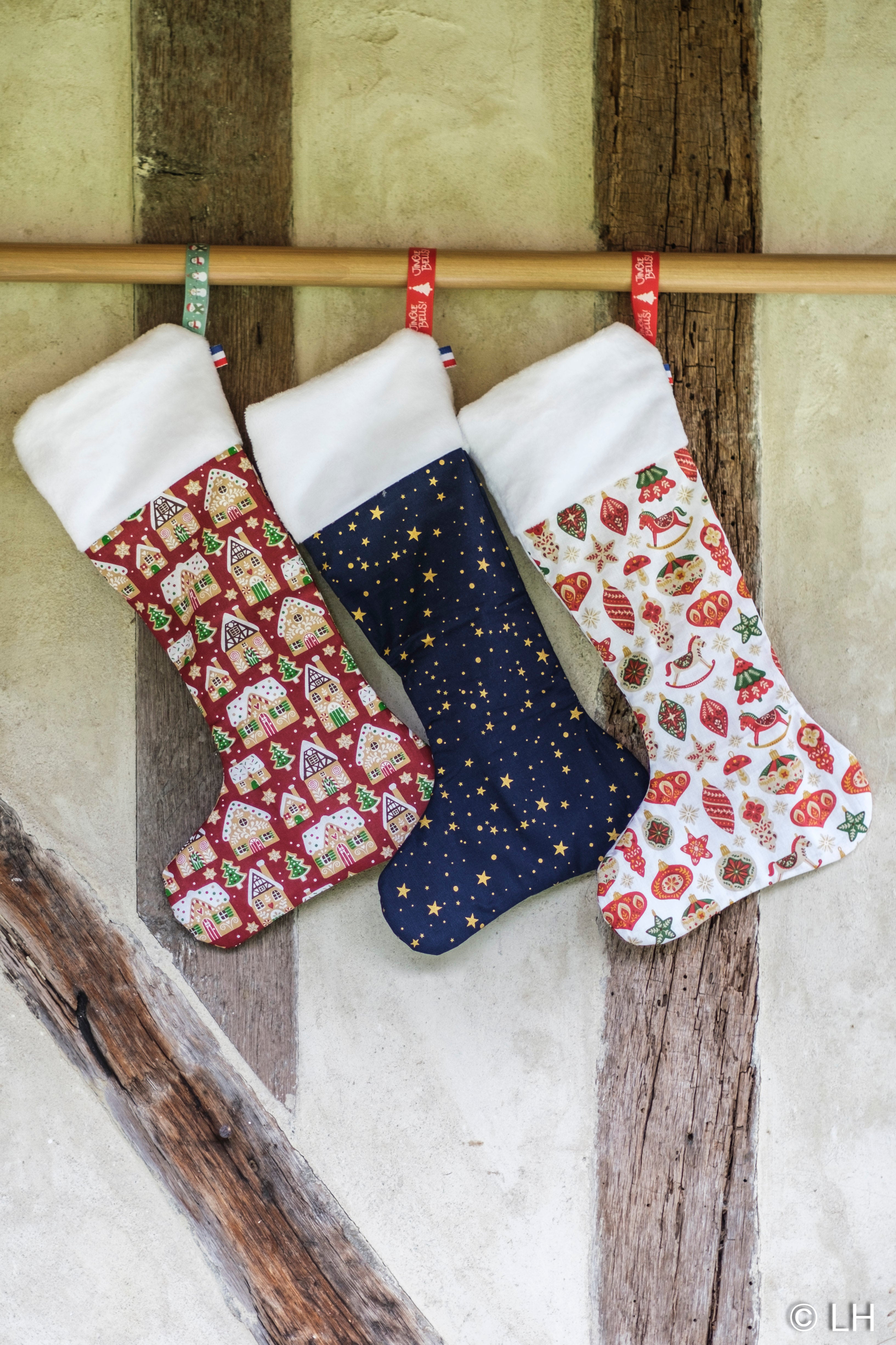 Botte de Noël aux motifs maisonnettes en pain d'épices