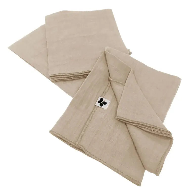Lot de 3 serviettes 40x40 Gaze de coton unie GAIA Ficelle Little Harmonie