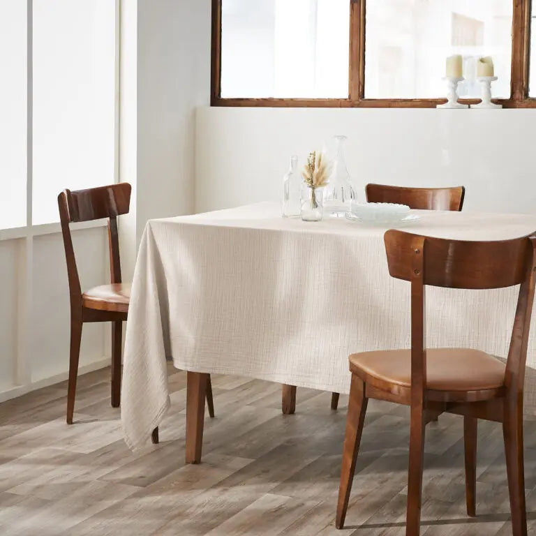 Nappe rectangle 150x250 Gaze de coton unie GAIA Pampa Little Harmonie