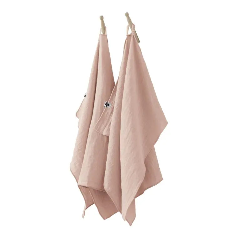 Lot de 2 essuie-mains 50x70 Gaze de coton unie GAIA Guimauve Little Harmonie