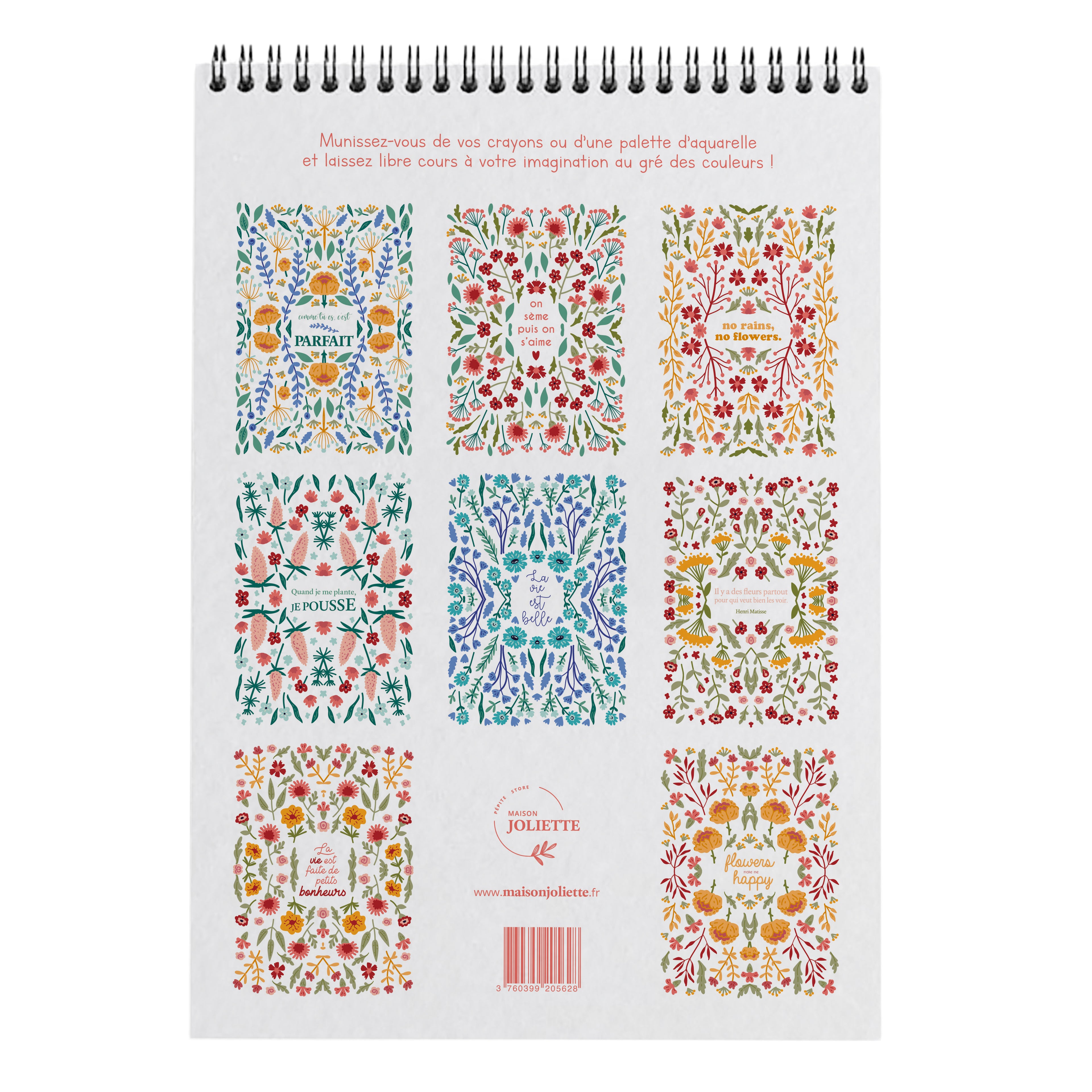 Carnet de coloriage A4 "Petits bonheurs"