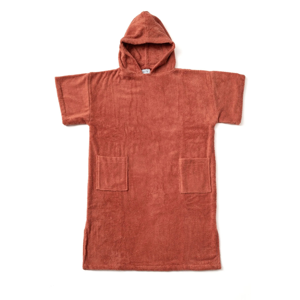 Poncho en coton premium bio Terracotta