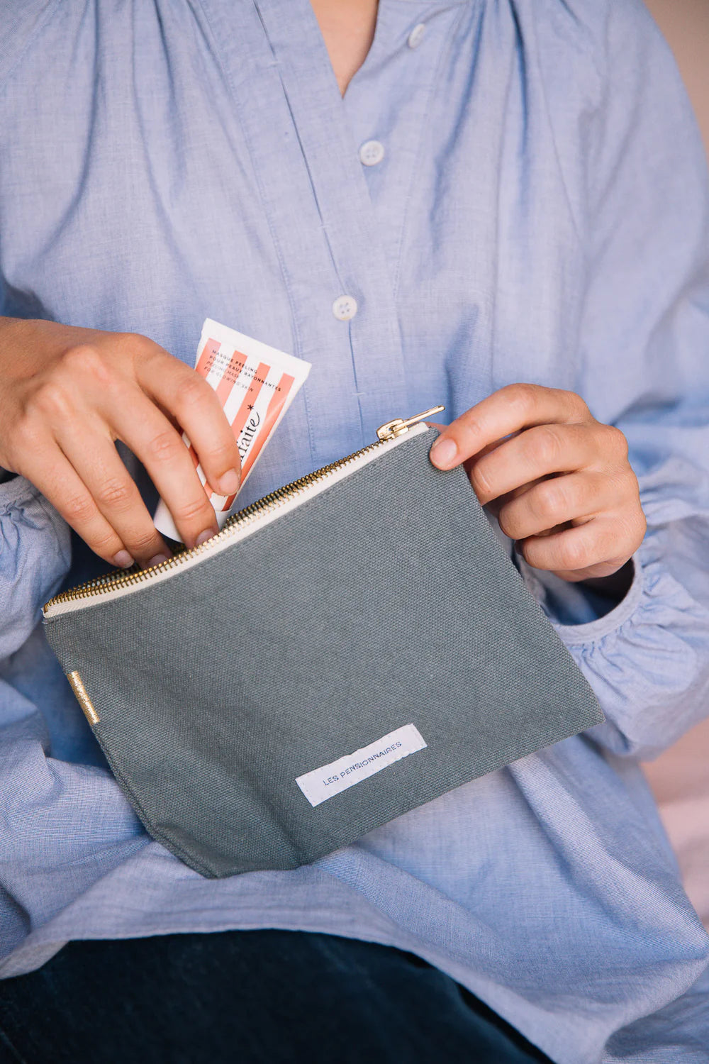 Petite pochette coton bio Bleu Horizon Les Pensionnaires
