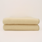 Plaid Blanc en laine vierge, finition Vert Lichen