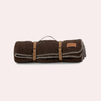 Plaid Chocolat en laine vierge, finition Ivoire