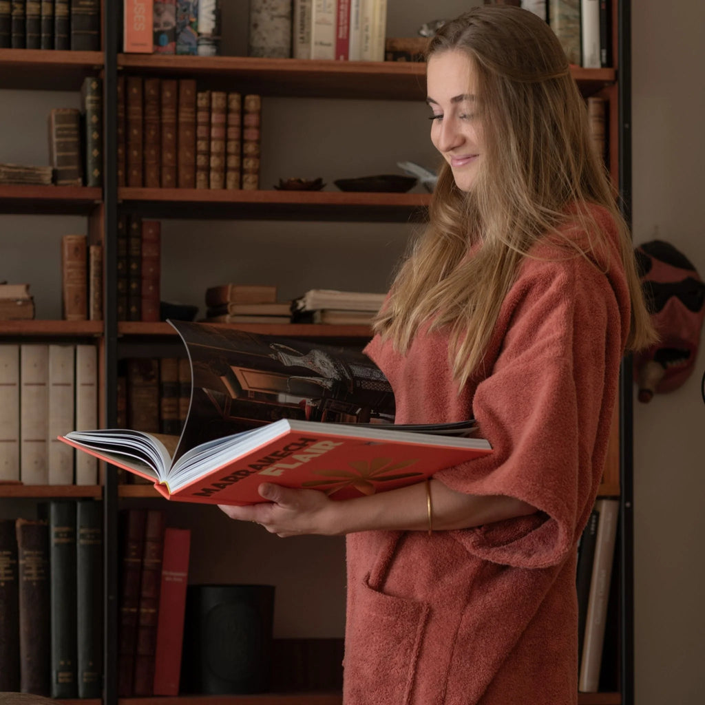 Poncho en coton premium bio Terracotta