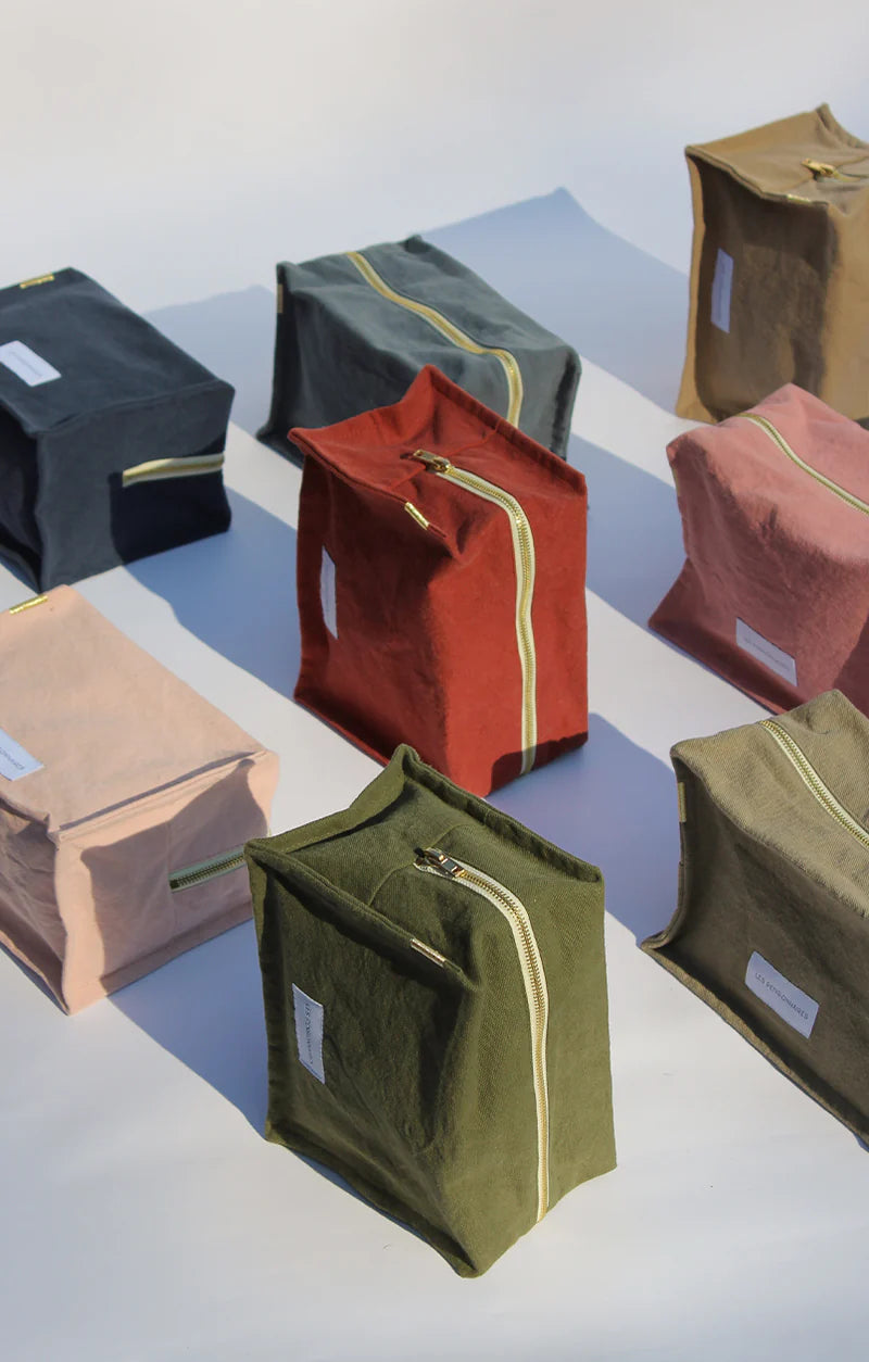 Trousse de toilette Cube coton bio Vert Câpre Les Pensionnaires