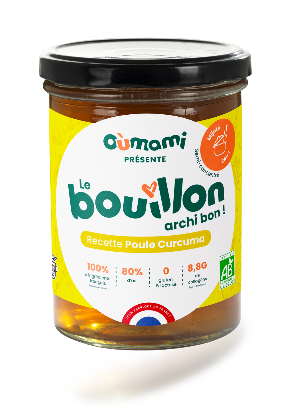 Bouillon d'os "Poule Curcuma" 100% Bio