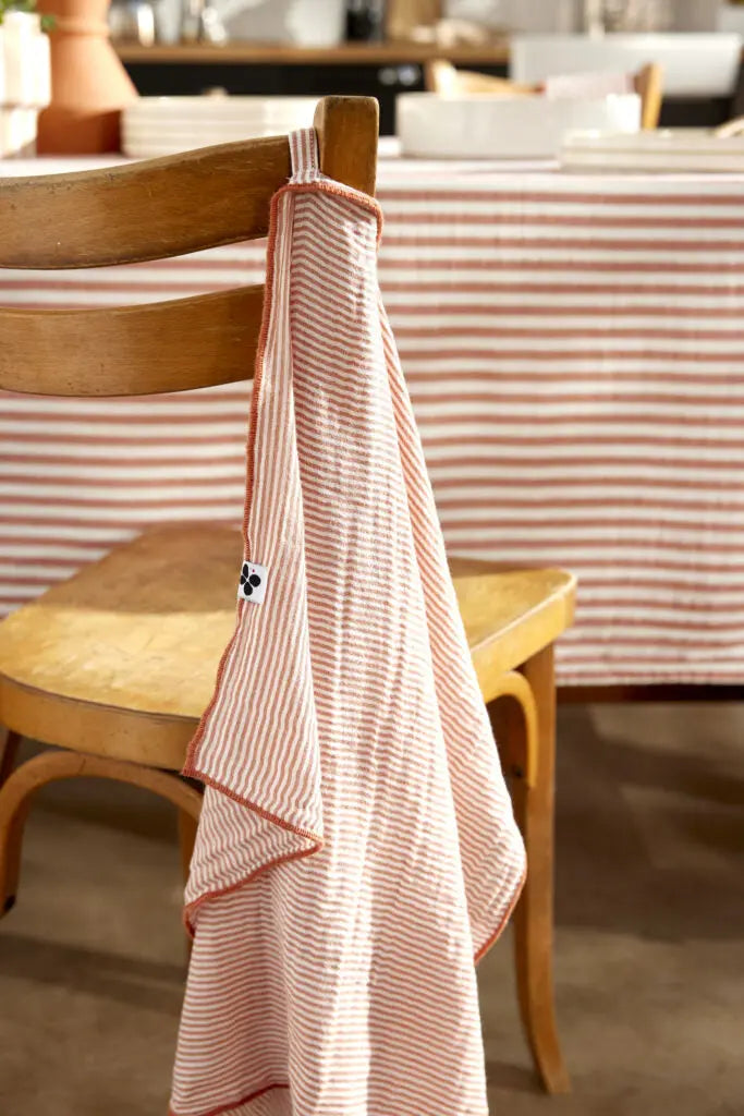 Lot de 2 essuie-mains 50x70 Gaze de coton tissée ROMIE Abricot Little Harmonie