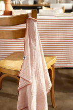Lot de 2 essuie-mains 50x70 Gaze de coton tissée ROMIE Abricot Little Harmonie