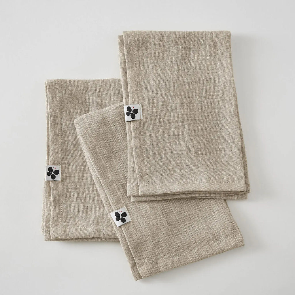 Lot de 3 serviettes Lin lavé 40x40 SOLINE Sable Little Harmonie