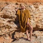 Poncho en coton premium bio Caramel