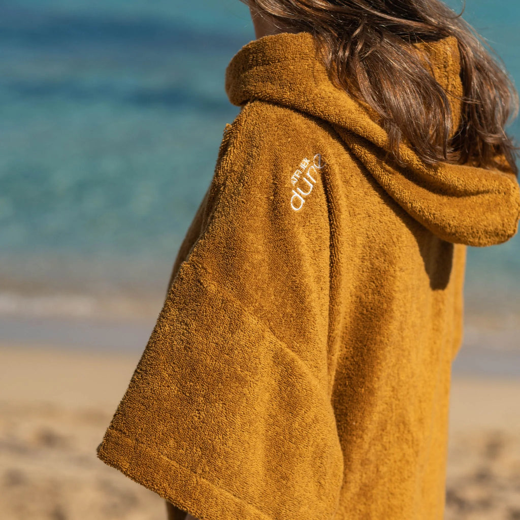 Poncho en coton premium bio Caramel