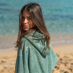 Poncho en coton premium bio Vert Céladon