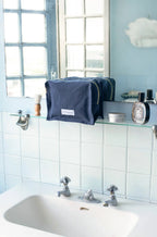 Trousse de toilette Cube coton bio Bleu Orage Les Pensionnaires