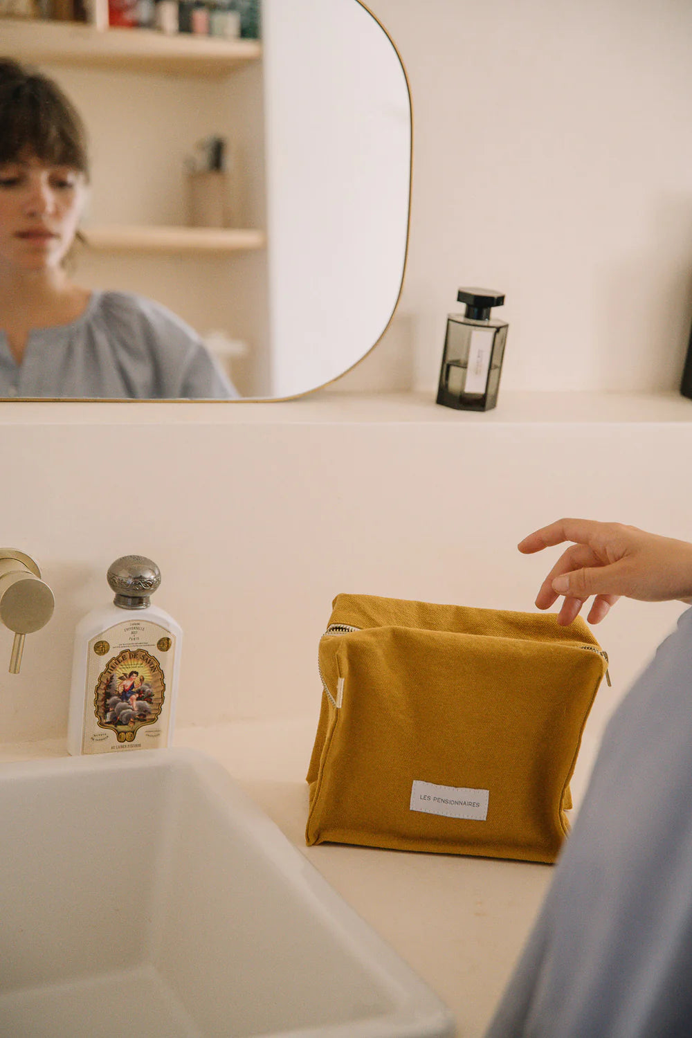 Trousse de toilette Cube coton bio Jaune Safran Les Pensionnaires