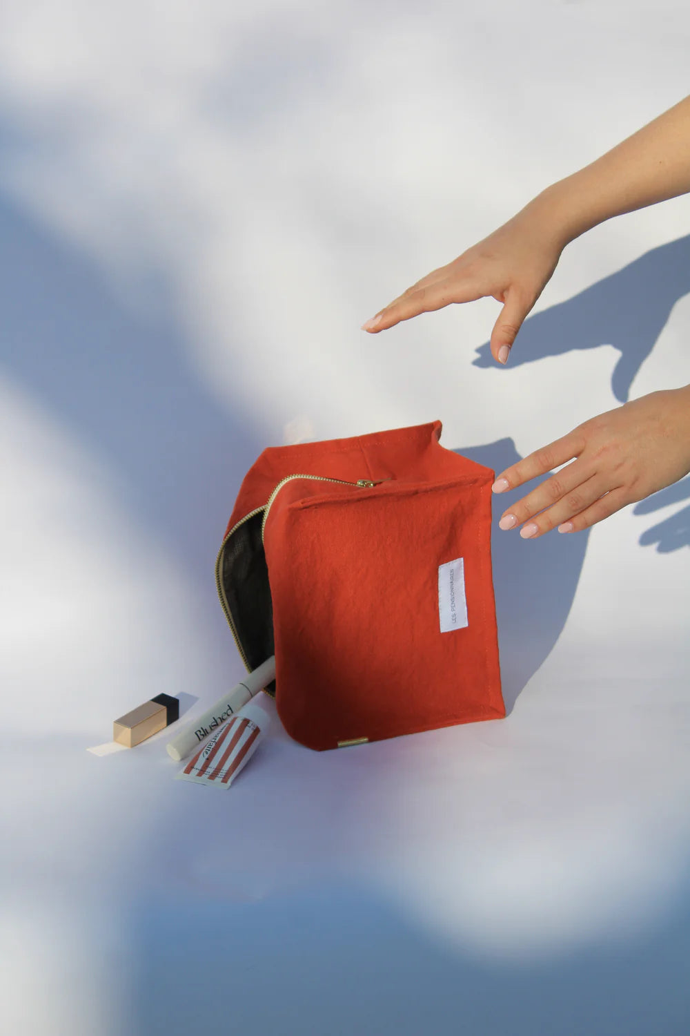Trousse de toilette Cube coton bio Orange flamboyant Les Pensionnaires