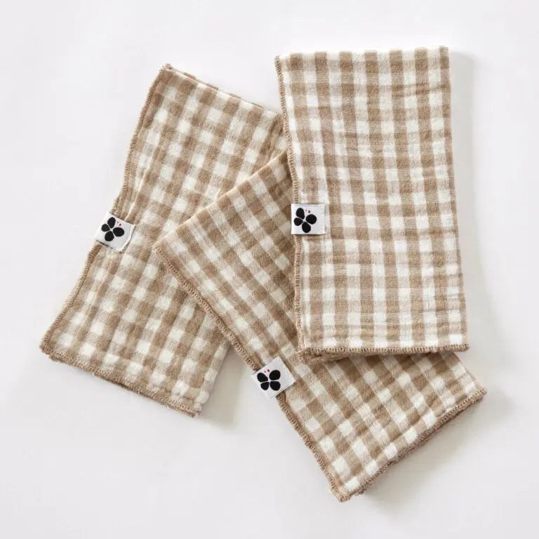 Lot de 3 serviettes 40x40 Gaze de coton tissée VICKIE Ficelle Little Harmonie