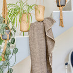 Plaid Gris chiné en laine vierge, finition Ivoire