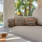 Plaid Gris chiné en laine vierge, finition Ivoire