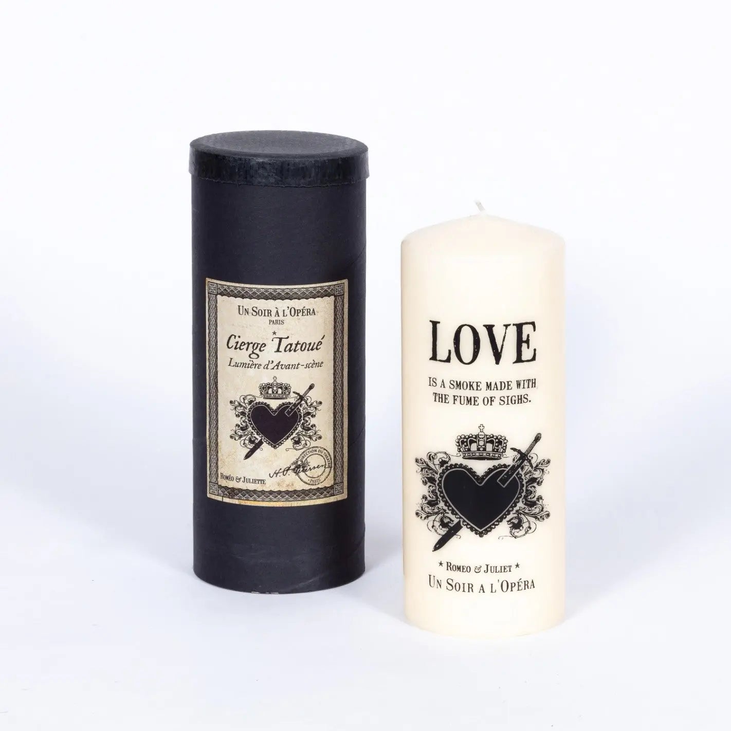 Bougie pilier tatouée Roméo & Juliette Little Harmonie