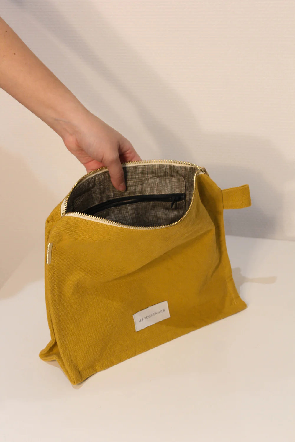 Trousse de toilette coton bio Jaune Safran Les Pensionnaires