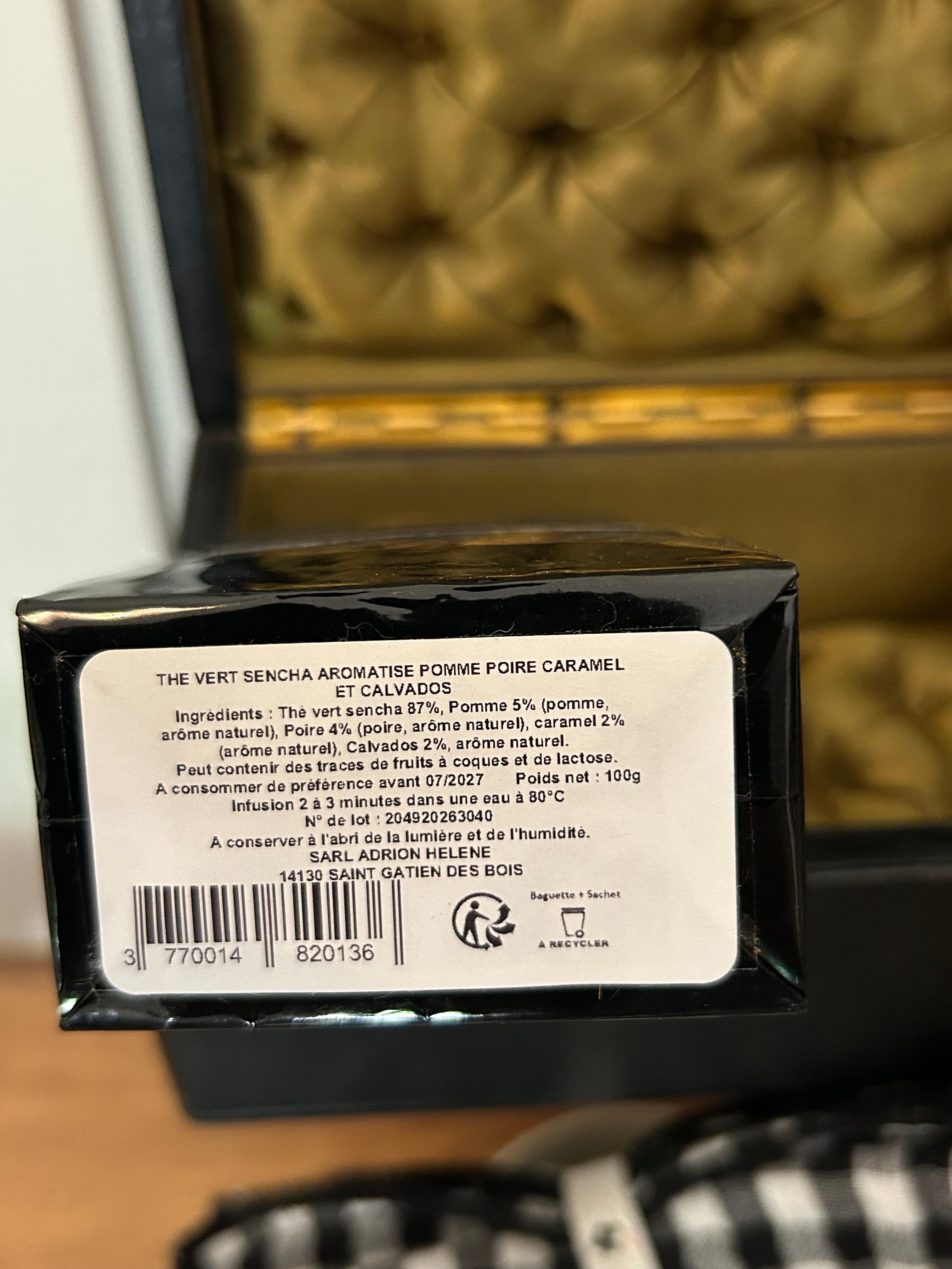 Sachet Thé Vert 100g Pomme Poire Caramel Calvados Flore Norman
