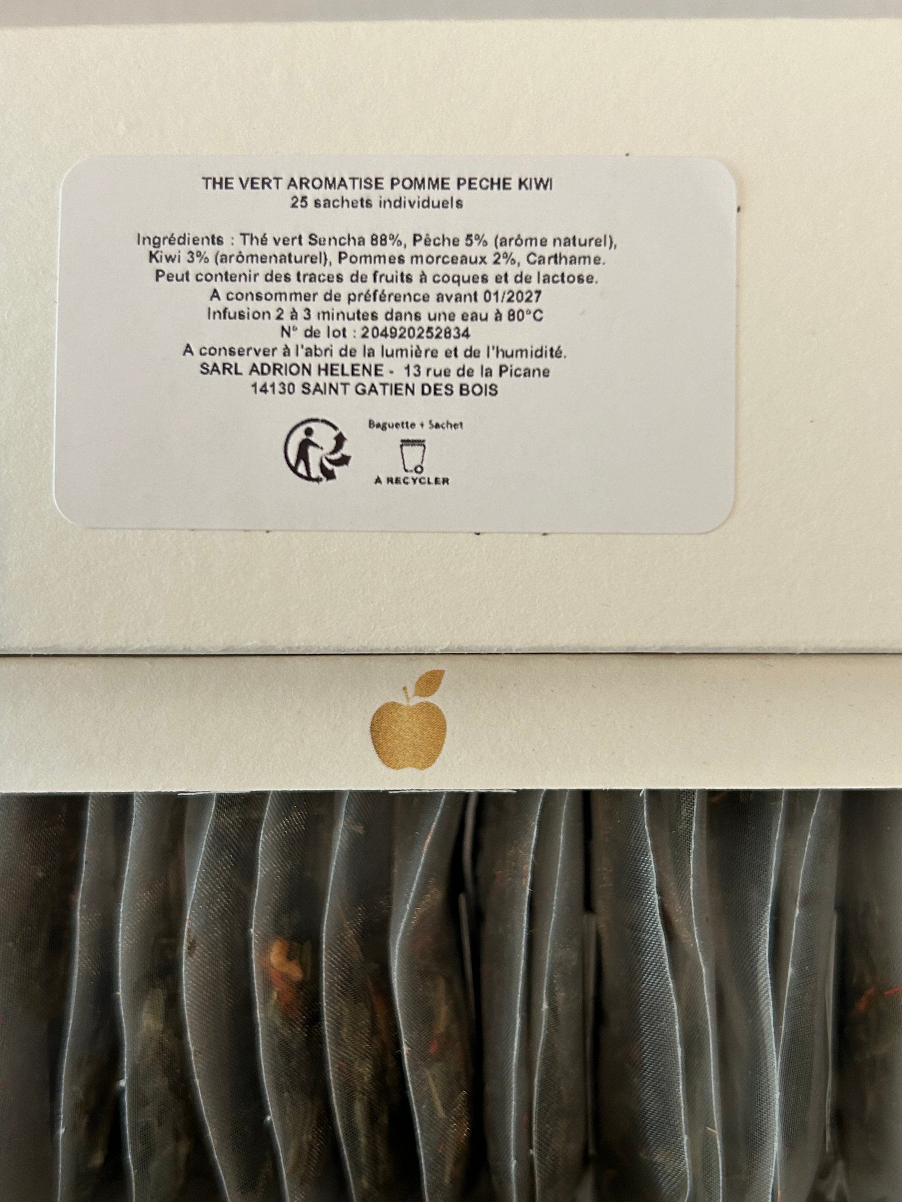 Coffret Infusettes Thé Vert Kiwi Pomme Pêche Flore Norman