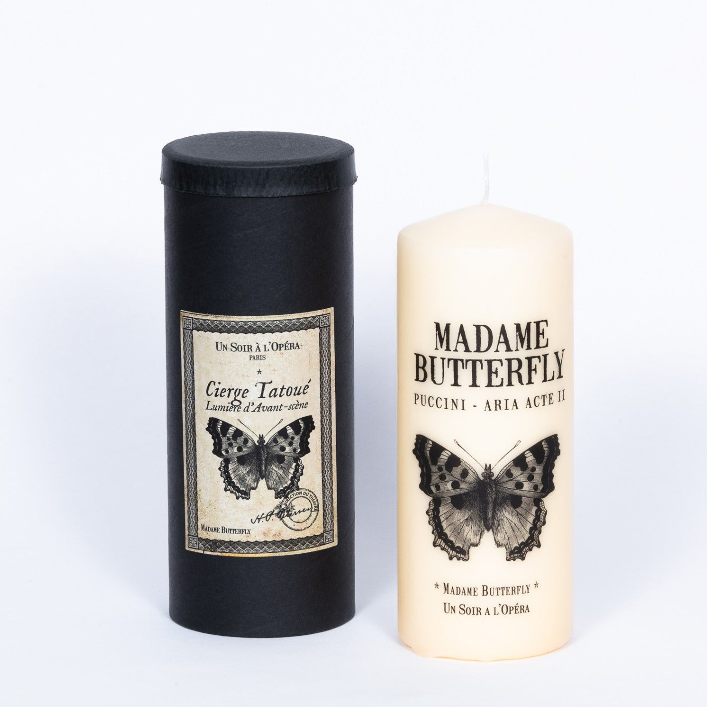 Bougie pilier tatouée Madame Butterfly Un soir à l'opéra